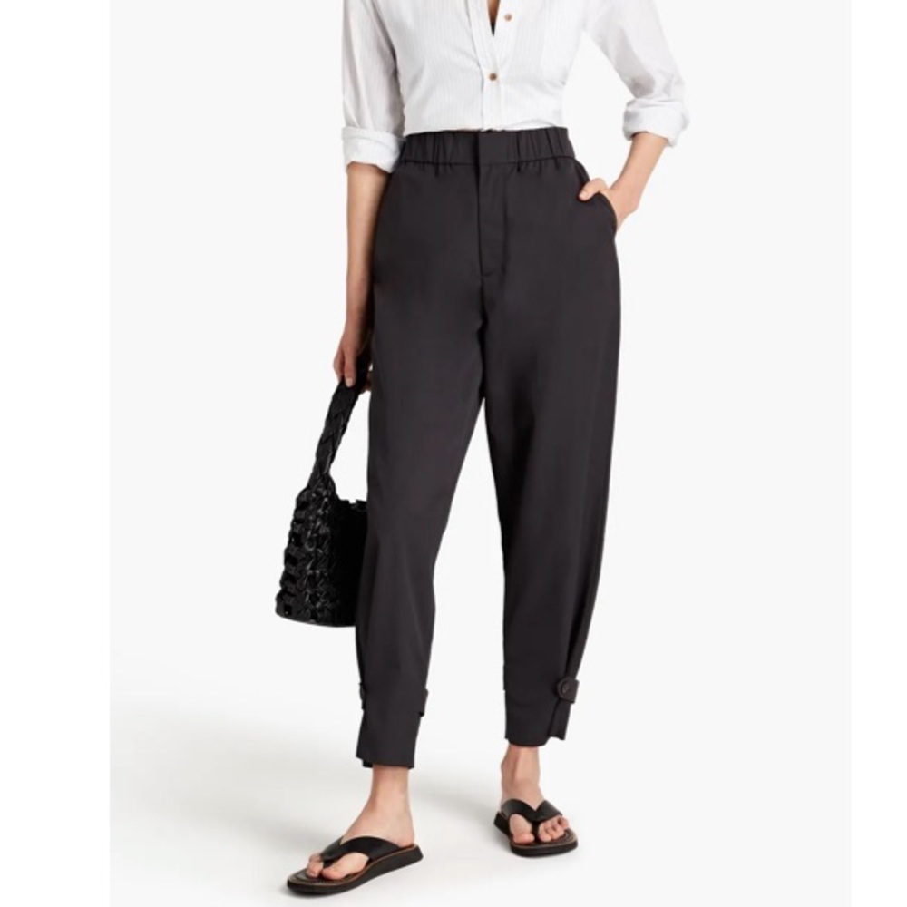 BA&SH Valmy cropped cotton tapered pants black woven paint NWT